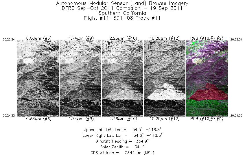 Image of selected bands from flight line 11