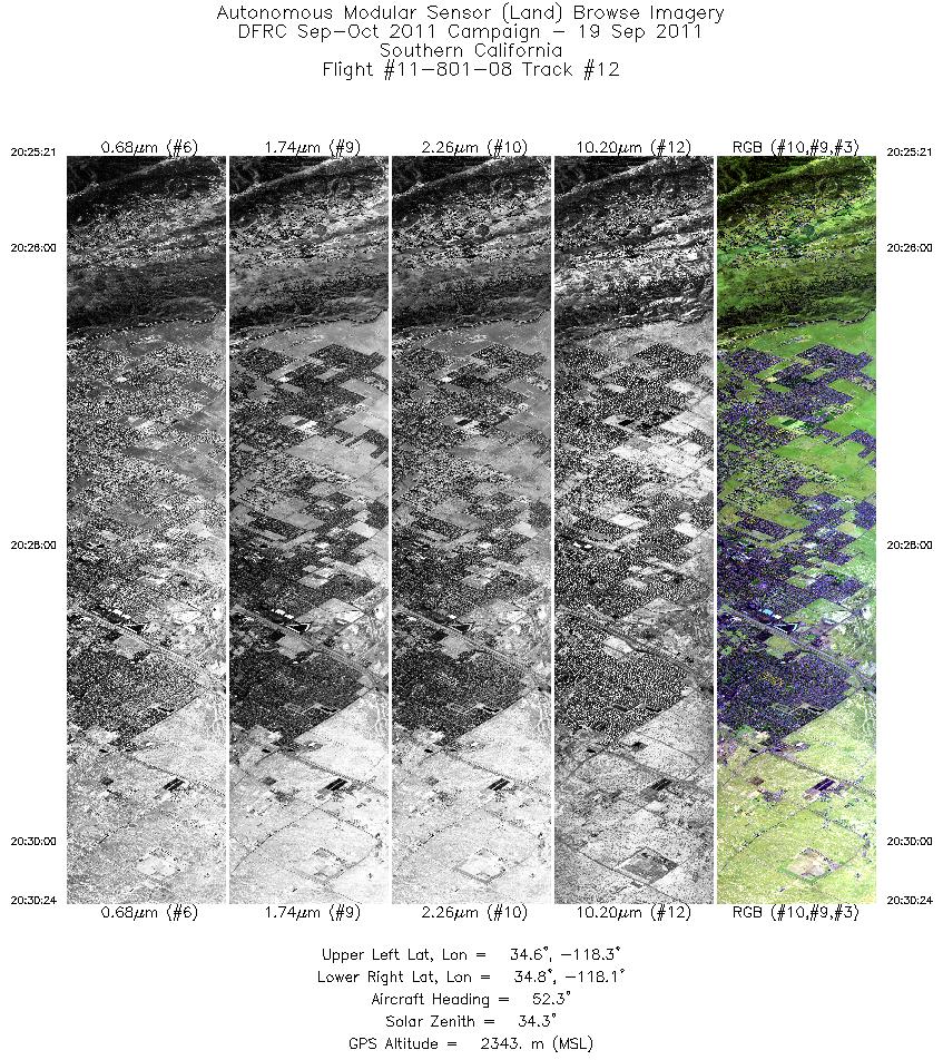 Image of selected bands from flight line 12