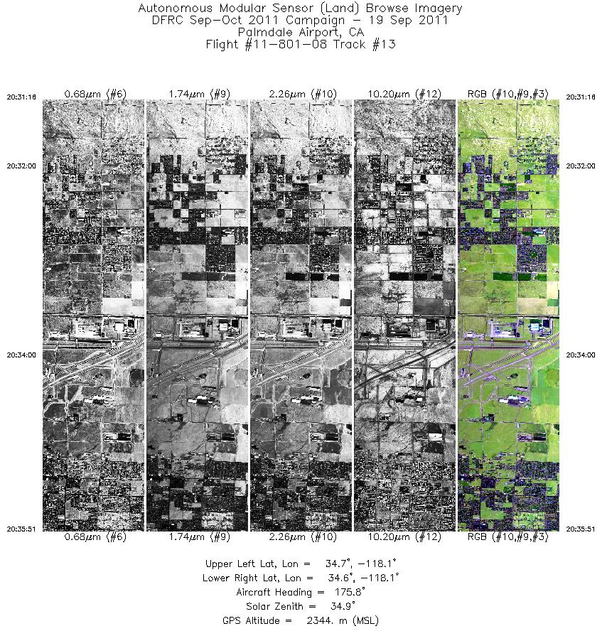 Image of selected bands from flight line 13