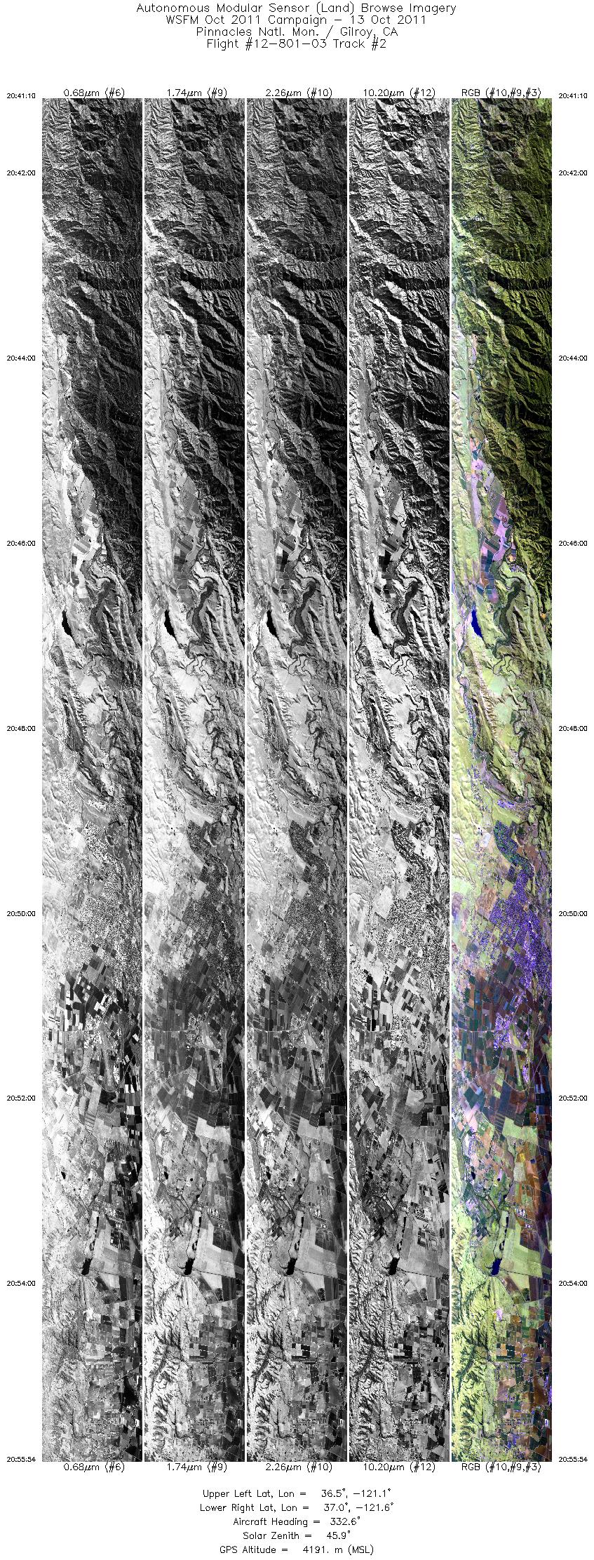 Image of selected bands from flight line 02