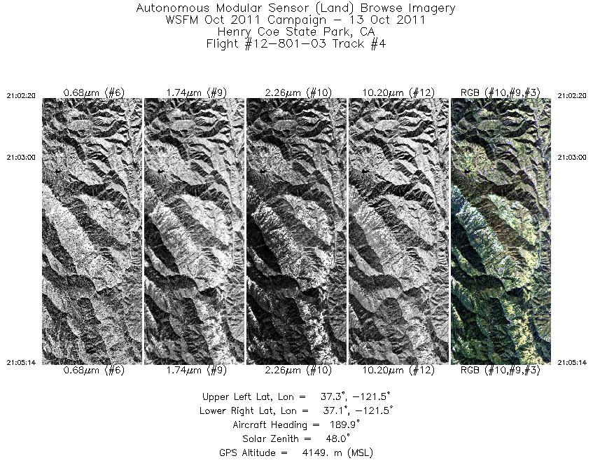 Image of selected bands from flight line 04