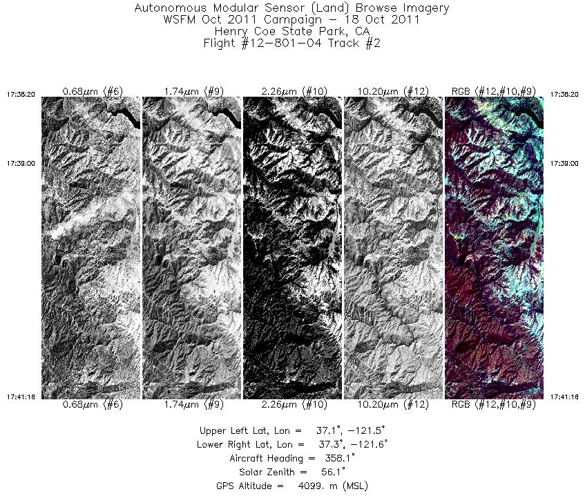 Image of selected bands from flight line 02