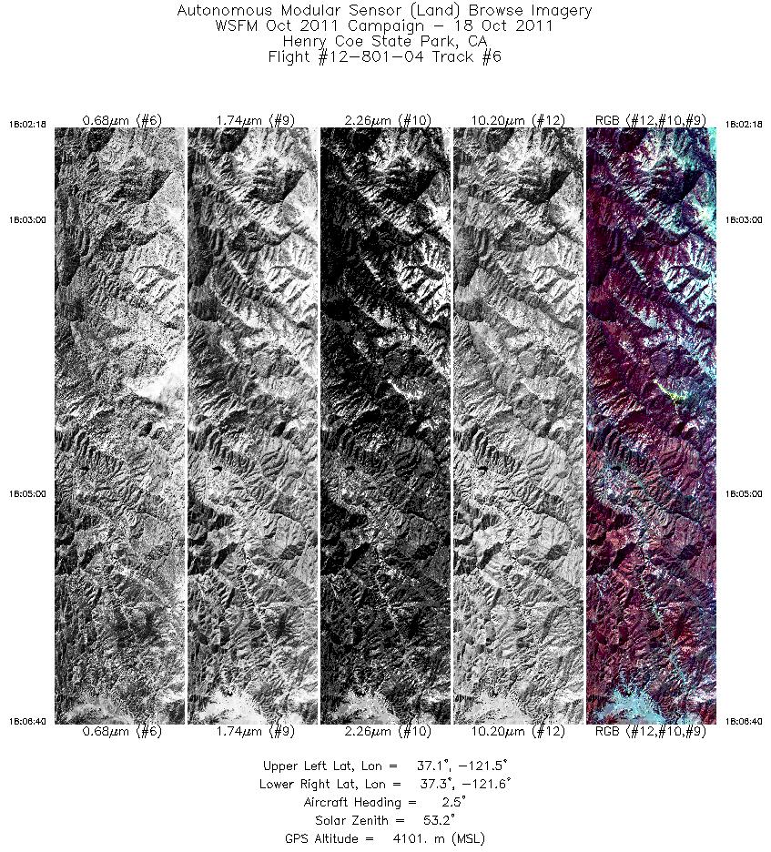 Image of selected bands from flight line 06