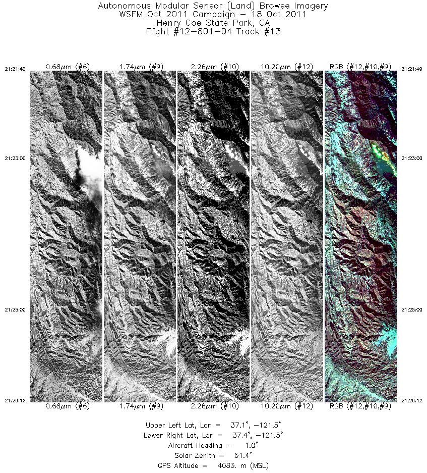 Image of selected bands from flight line 13