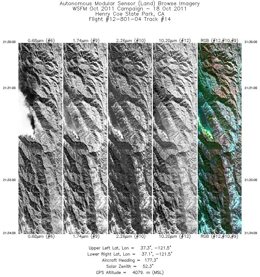 Image of selected bands from flight line 14