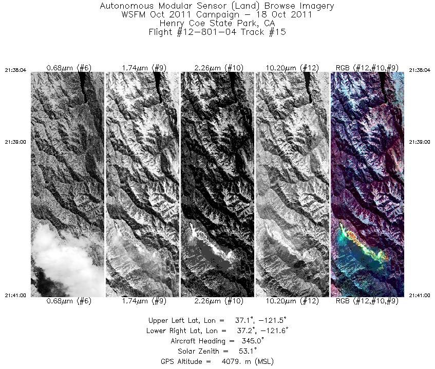 Image of selected bands from flight line 15