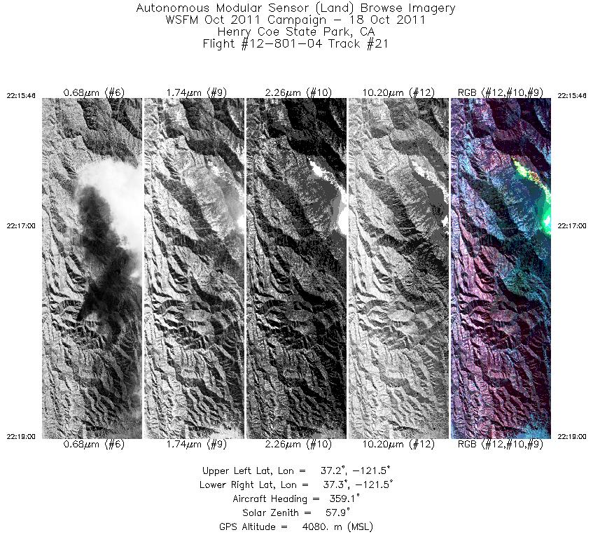 Image of selected bands from flight line 21