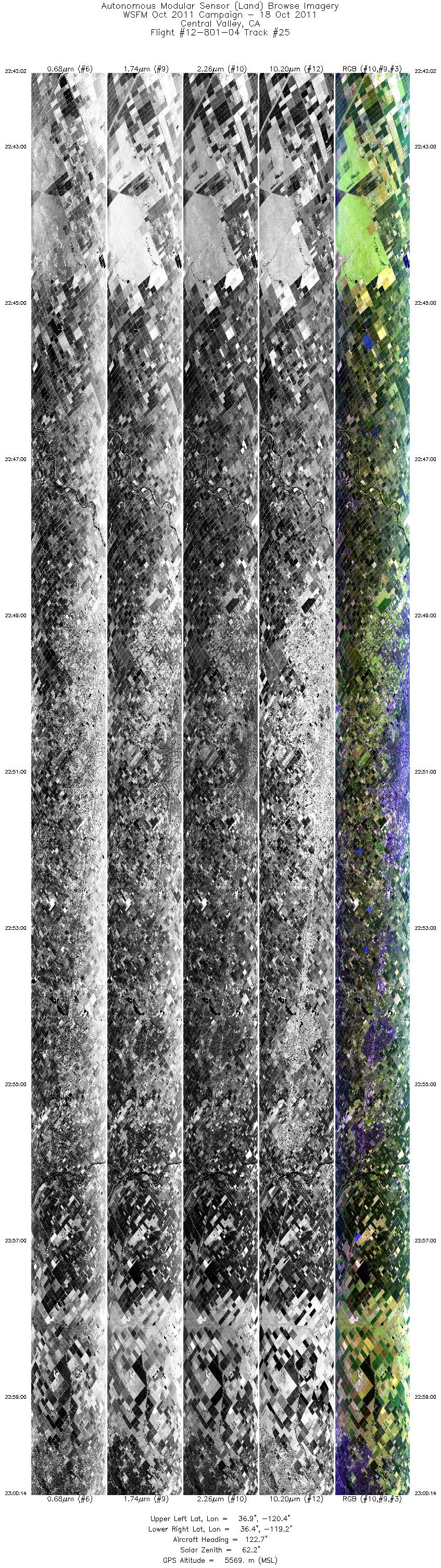 Image of selected bands from flight line 25