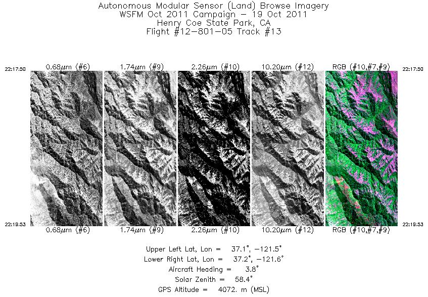 Image of selected bands from flight line 13