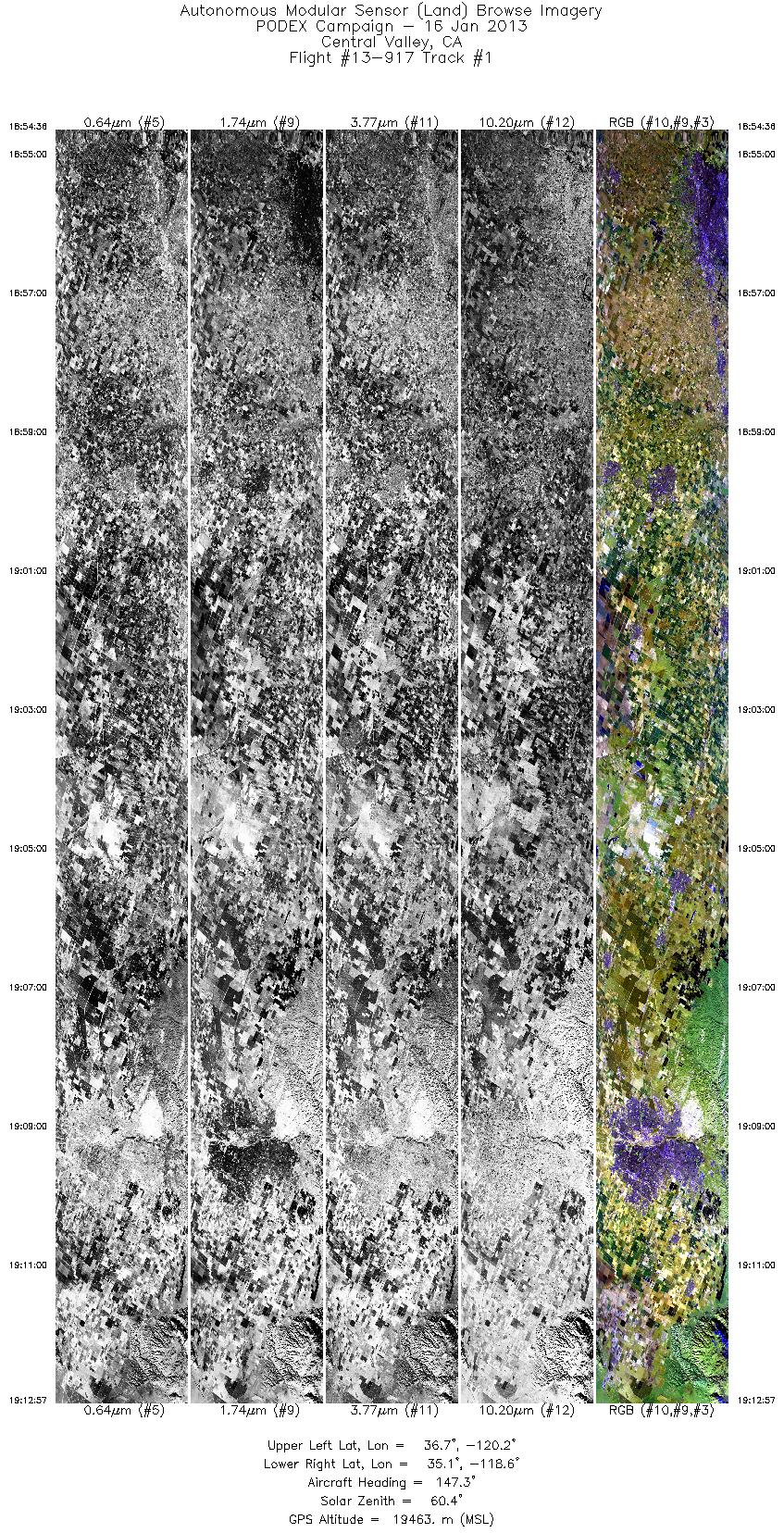 Image of selected bands from flight line 01