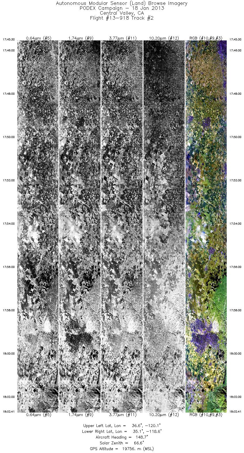 Image of selected bands from flight line 02