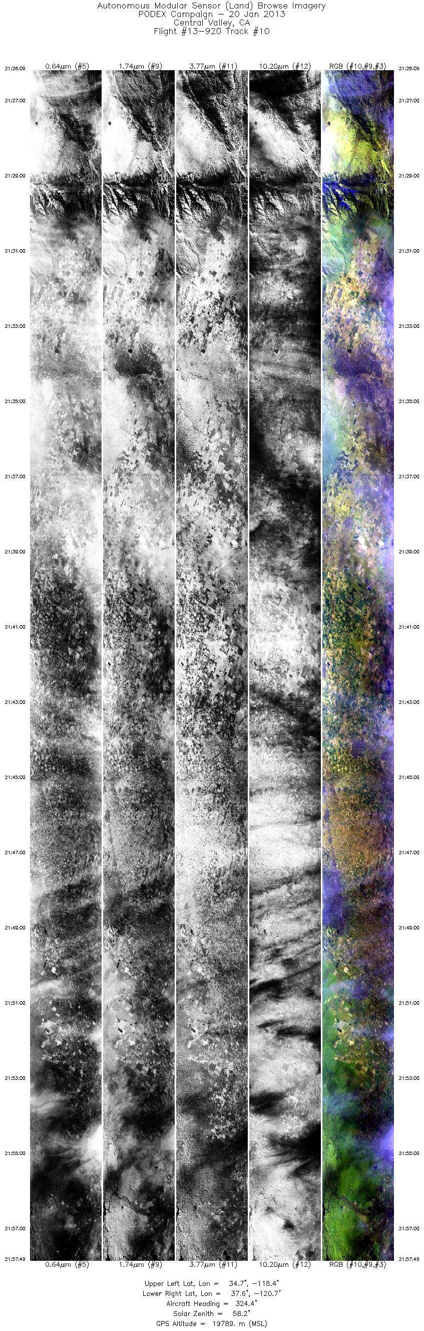 Image of selected bands from flight line 10