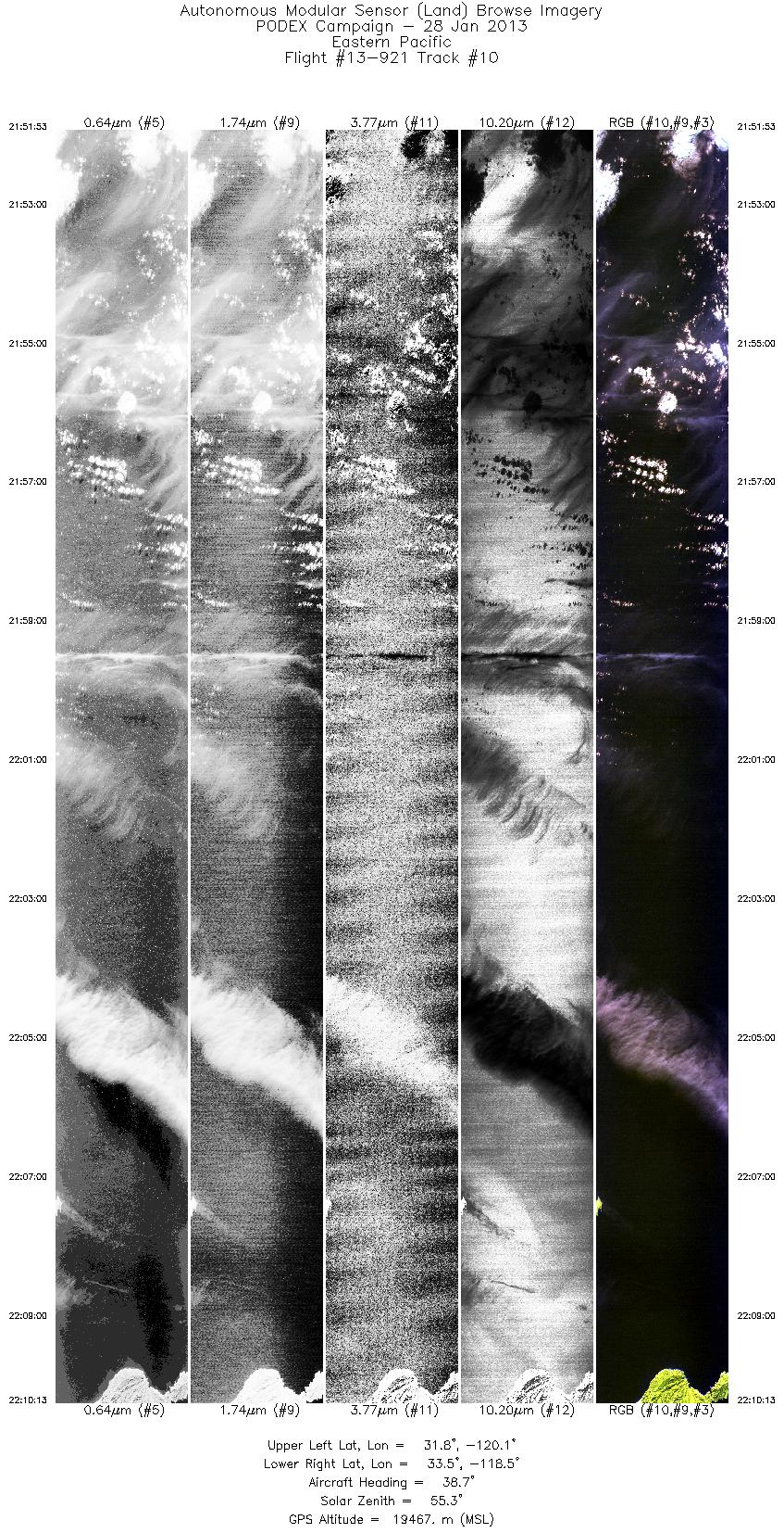 Image of selected bands from flight line 10