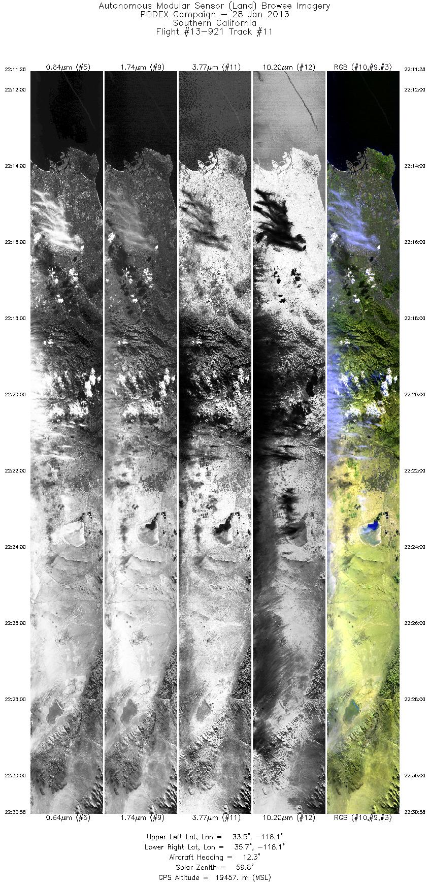 Image of selected bands from flight line 11