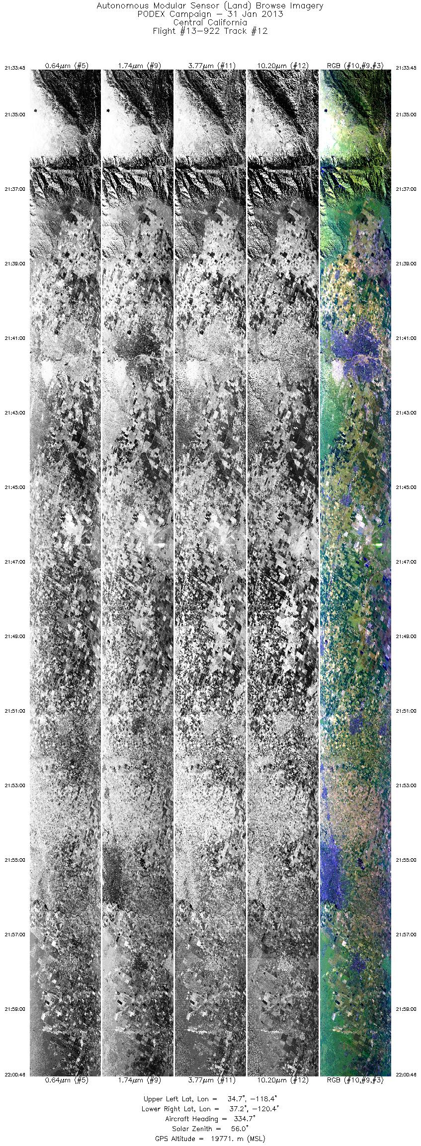 Image of selected bands from flight line 12