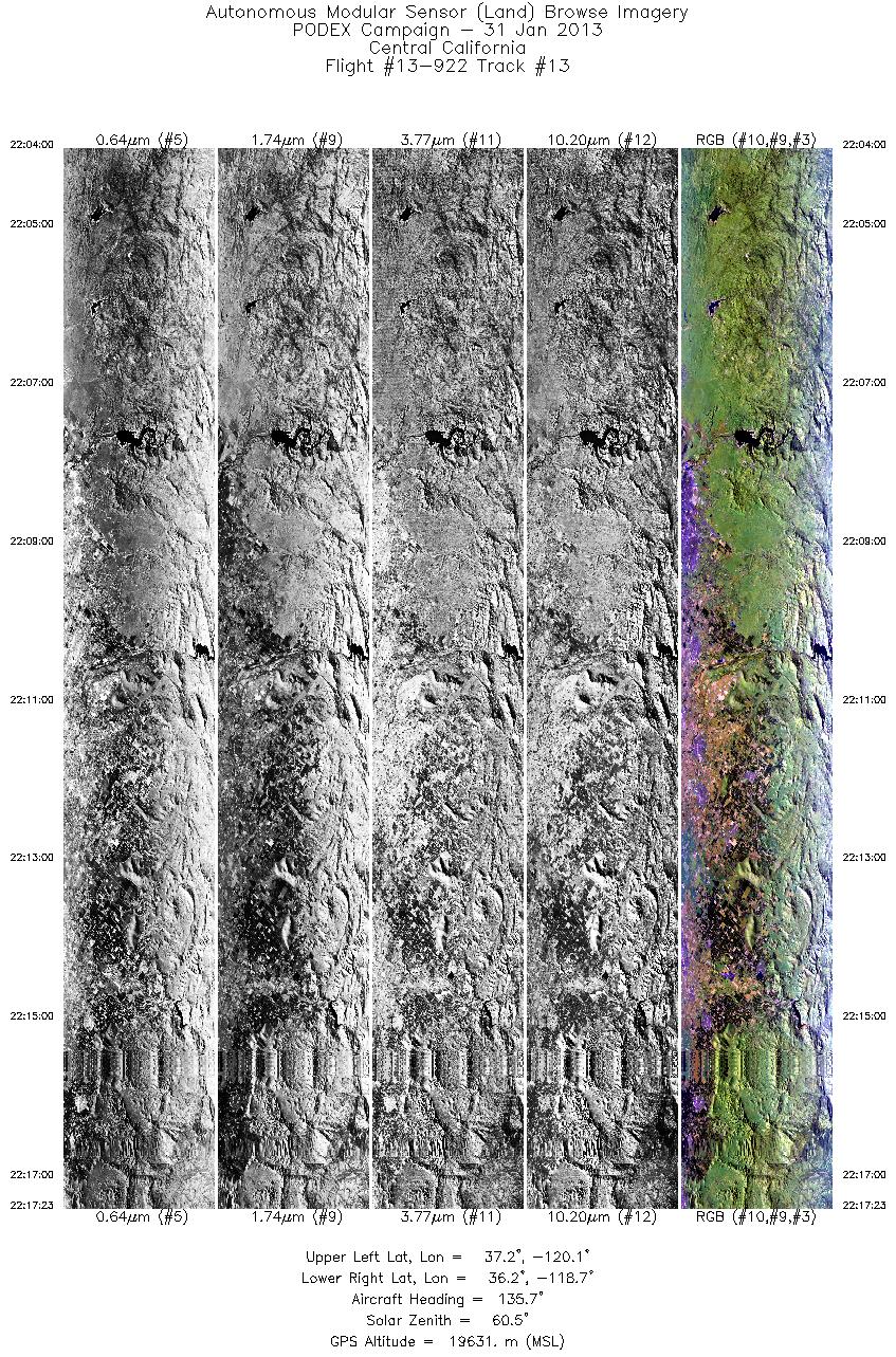 Image of selected bands from flight line 13