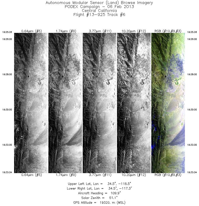 Image of selected bands from flight line 06