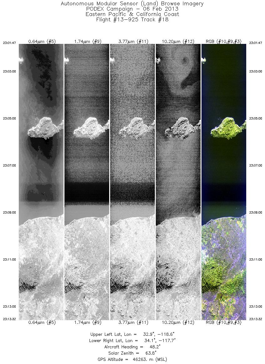 Image of selected bands from flight line 18