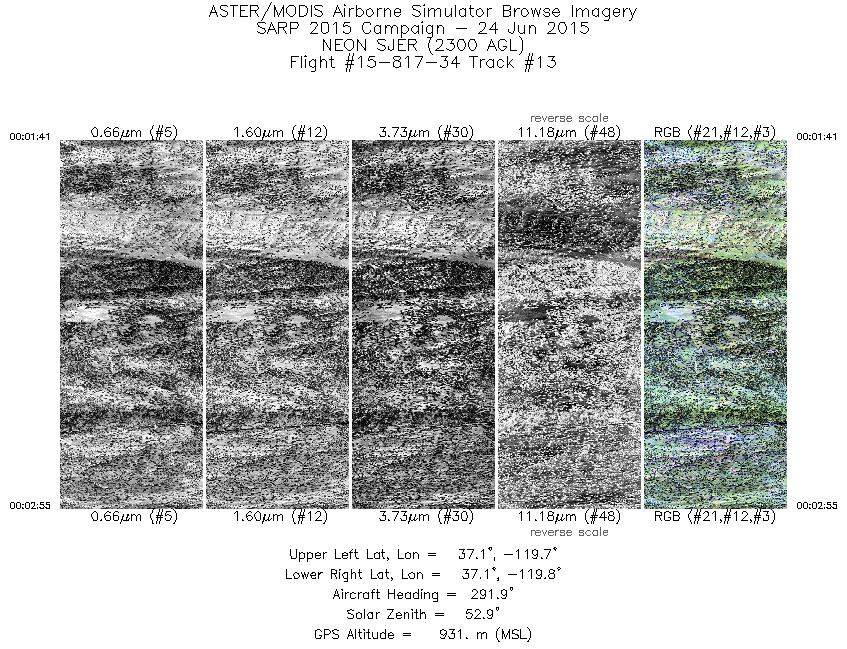 Image of selected bands from flight line 13
